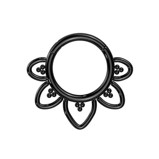 Black Titanium Lotus Hinged Segment Ring (16g)