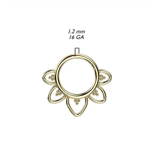 Gold Titanium Lotus Hinged Segment Ring (16g)