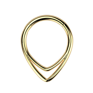 Gold Double Chevron Titanium Hinged Segment Ring (16g)