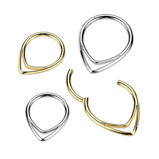 Gold Double Chevron Titanium Hinged Segment Ring (16g)