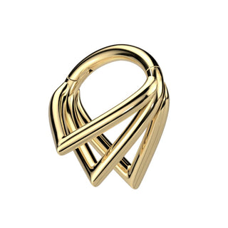 Titanium Chevron Stacked Hinged Segment Ring - Gold (16g)