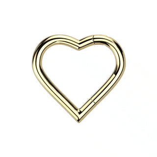 Gold Titanium Heart Hinged Segment Ring (16g)