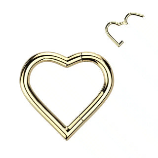 Gold Titanium Heart Hinged Segment Ring (16g)