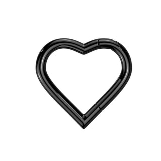 Black Titanium Heart Hinged Segment Ring (16g)