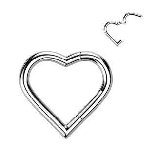 Titanium Heart Hinged Segment Ring (16g)