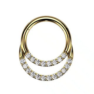 Gold Titanium CZ Lined Stacked Hinged Segment Ring (16g)