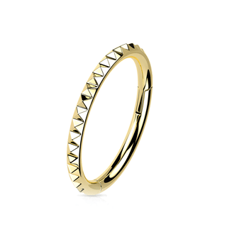 Gold Studded Titanium Hinged Segment Ring (16g)