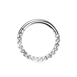Silver Front Studded Titanium Hinged Ring (16g)