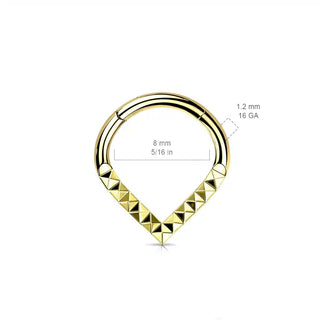 Rose Gold Titanium Teardrop Hinged Segment Ring (16g)
