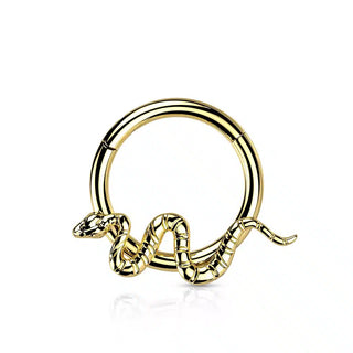Gold Titanium Snake Hinged Segment Ring (16g)