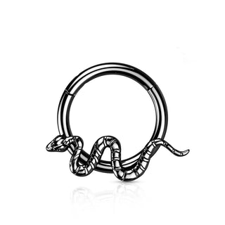 Black Titanium Snake Hinged Segment Ring (16g)