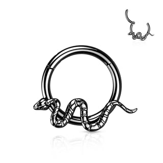 Black Titanium Snake Hinged Segment Ring (16g)