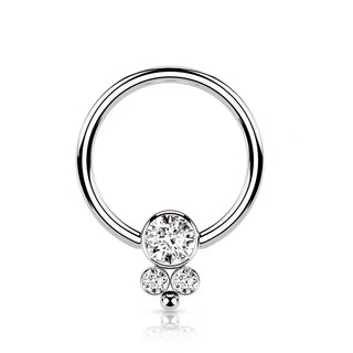 Surgical Steel CZ Cluster Captive Bead Ring (18g-16g)