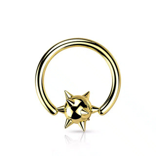 Gold Spiked Ball Captive Bead Ring (14g)