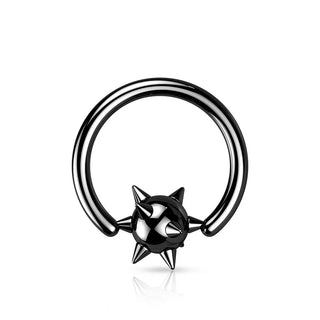 Black Spiked Ball Captive Bead Ring (14g)