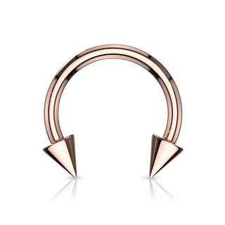 Rose Gold Spiked Surgical Steel Horseshoe Ring (16g-14g)