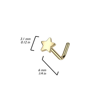 Titanium Star L Bend Nose Stud (20g-18g)