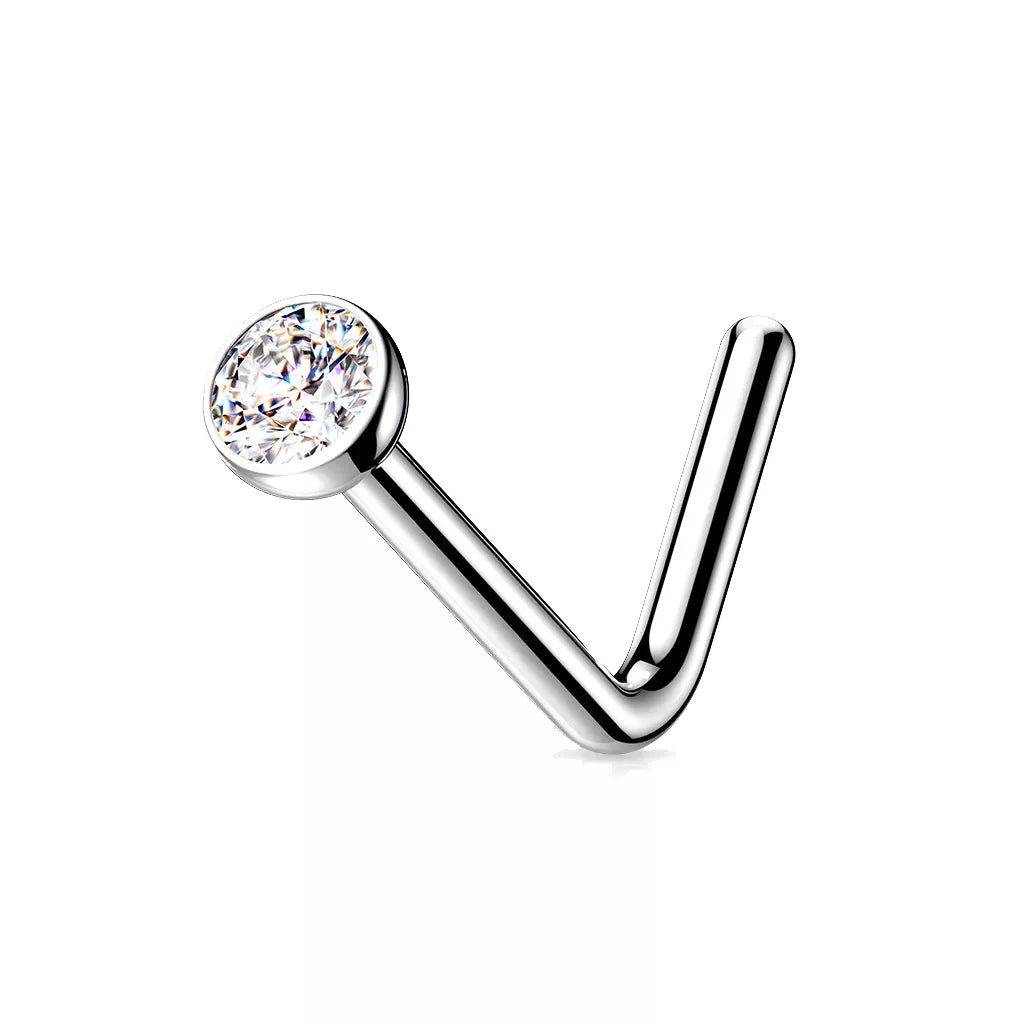 Titanium CZ L Bend Nose Stud (20g-18g) – Highness
