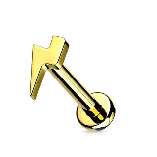 Gold Titanium Mini Lightning Flatback Stud (16g)
