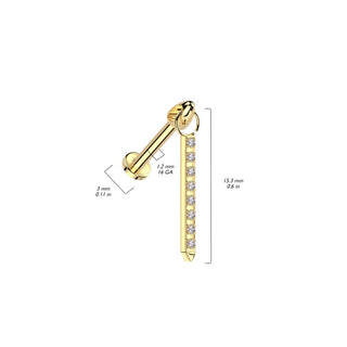 Gold Titanium Spear Charm Flatback Stud (16g)