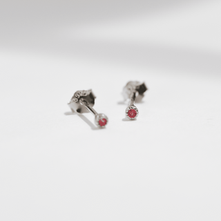 Silver Micro Stud - Red