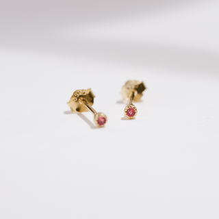 Gold Micro Stud - Red