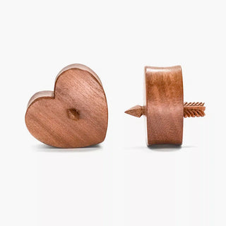 Sawo Wood Heart & Arrow Plugs (12mm-25mm)